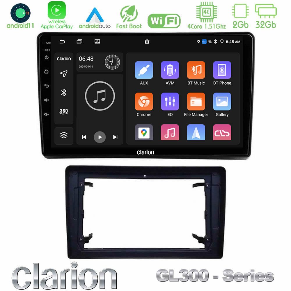 Clarion GL300 Series 4Core Android11 2+32GB Chrysler / Dodge / Jeep Navigation Multimedia Tablet 10" Με Carplay & Android Auto