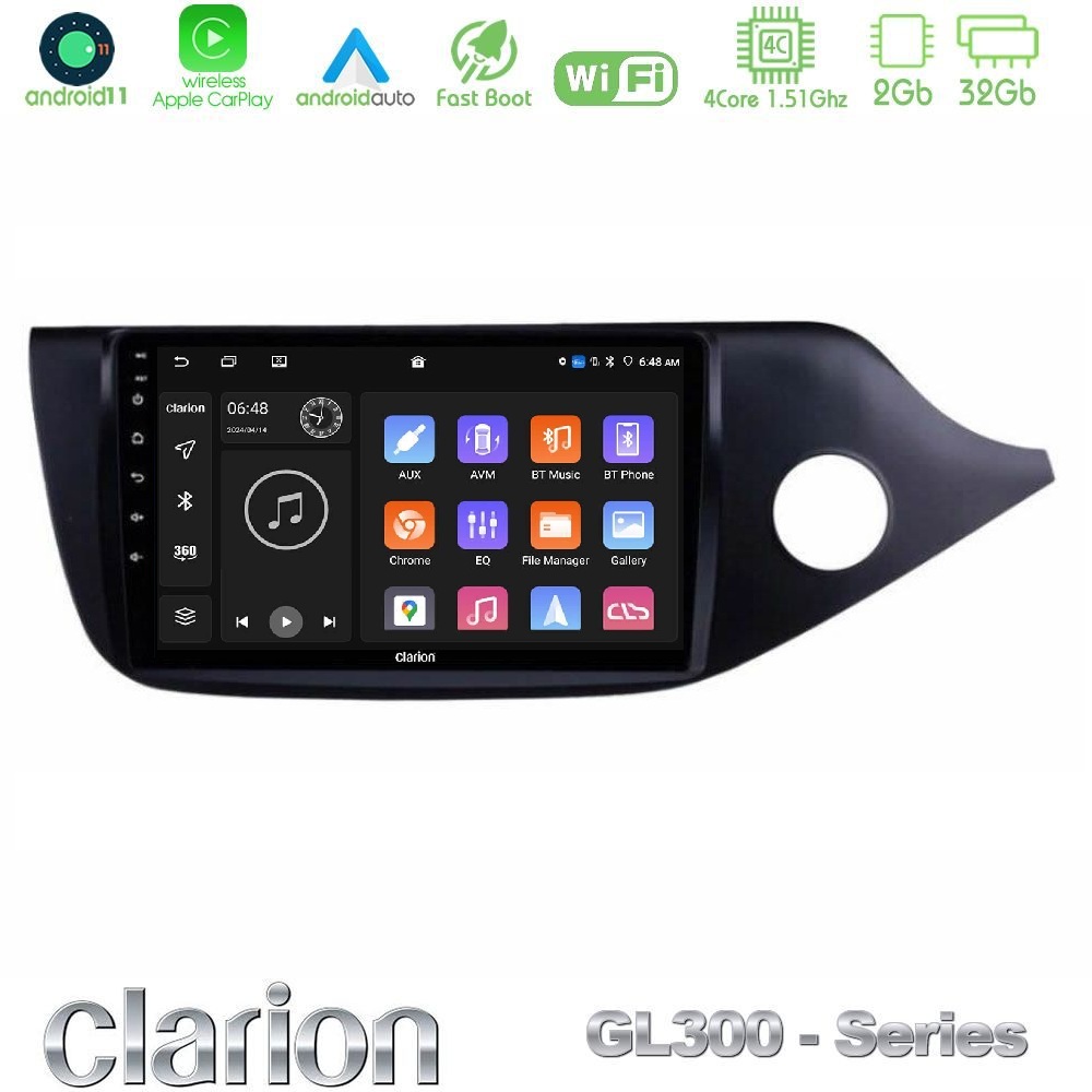 Clarion GL300 Series 4Core Android11 2+32GB Kia Cee’d/ProCeed 2013-2017 RHD Navigation Multimedia Tablet 9" Με Carplay & Android Auto