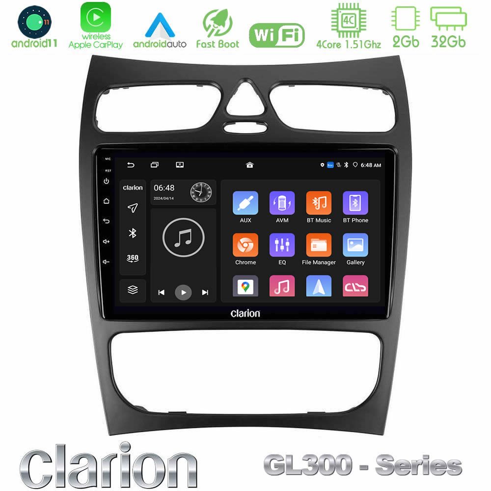 Clarion GL300 Series 4Core Android11 2+32GB Mercedes CLK Class W209 2000-2004 Navigation Multimedia Tablet 9" Με Carplay & Android Auto