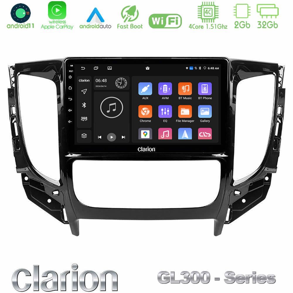 Clarion GL300 Series 4Core Android11 2+32GB Mitsubishi L200 2016-> & Fiat Fullback (Auto A/C) Navigation Multimedia Tablet 9" Με Carplay & Android Auto