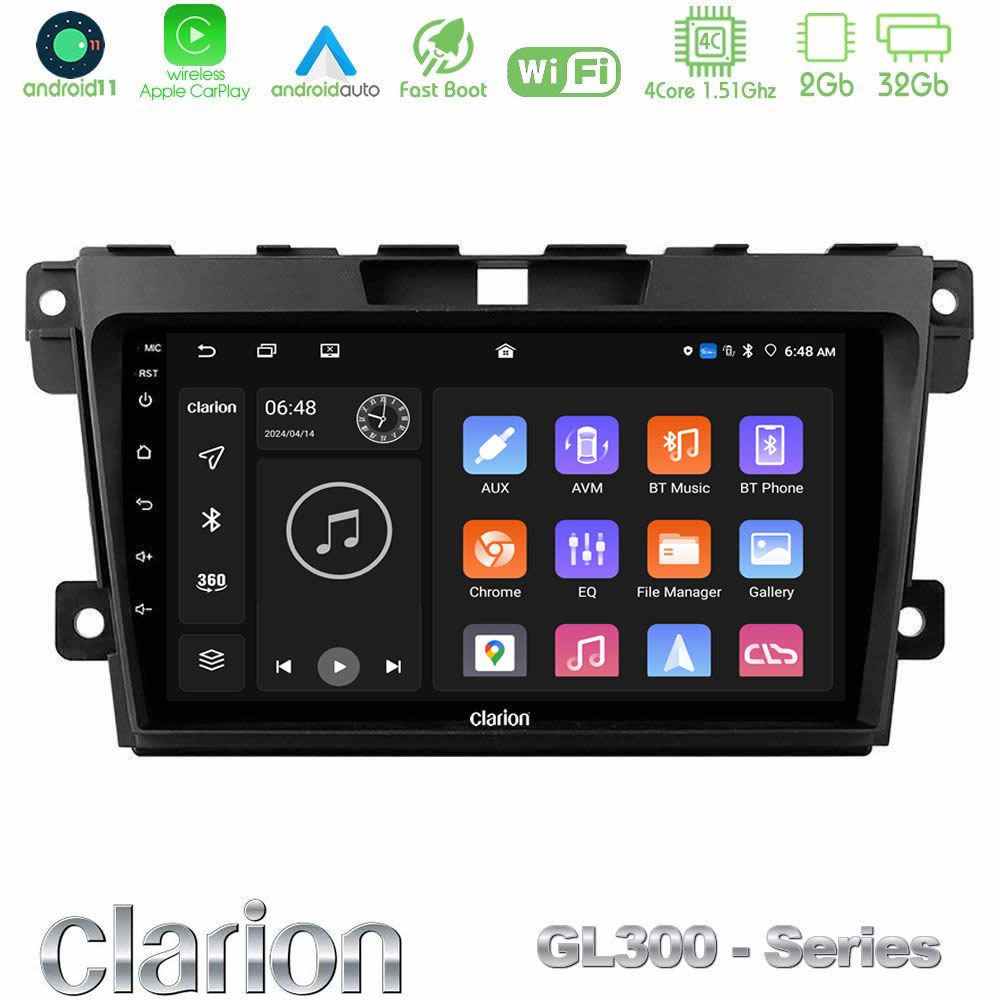 Clarion GL300 Series 4Core Android11 2+32GB Mazda CX-7 2007-2011 Navigation Multimedia Tablet 9" Με Carplay & Android Auto