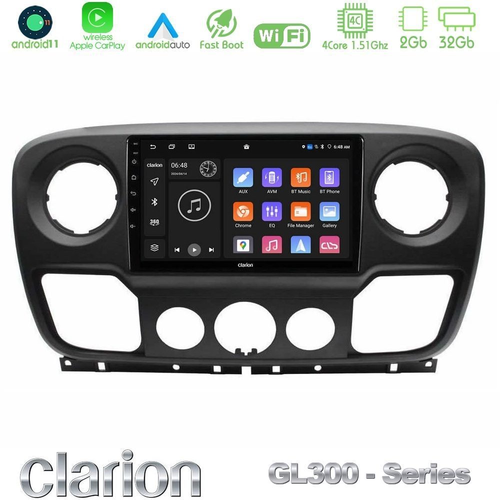 Clarion GL300 Series 4Core Android11 2+32GB Renault/Nissan/Opel Navigation Multimedia Tablet 10" Με Carplay & Android Auto