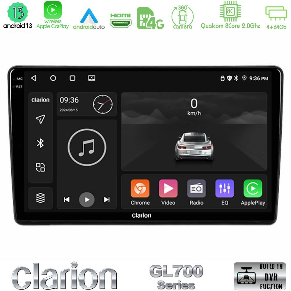 Clarion GL700 Series 8Core Android13 4+64GB Alfa Romeo 159/Brera/Spider Navigation Multimedia Tablet 9" Με Carplay & Android Auto
