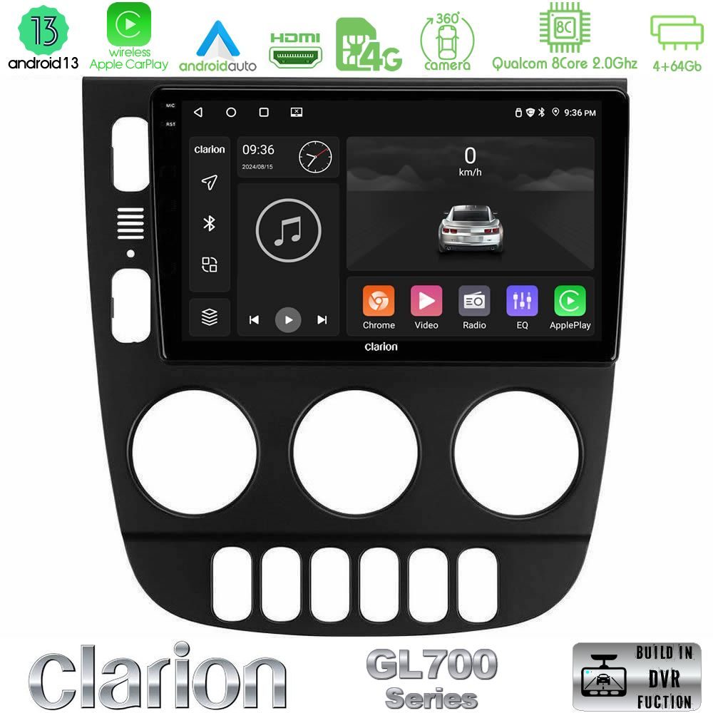 Clarion GL700 Series 8Core Android13 4+64GB Mercedes ML Class 1998-2005 Navigation Multimedia Tablet 9" Με Carplay & Android Auto