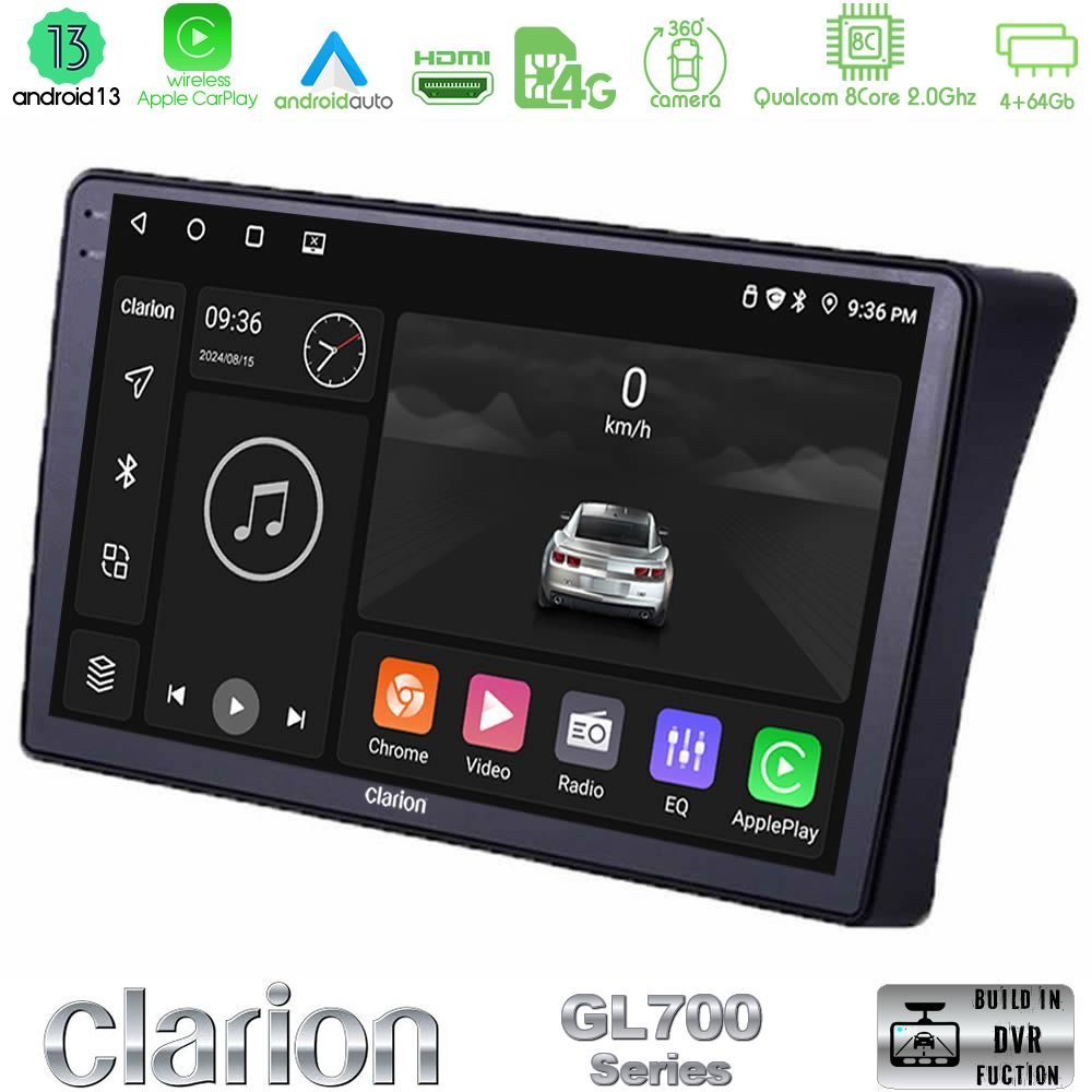 Clarion GL700 Series 8Core Android13 4+64GB Nissan Navara D40 Navigation Multimedia Tablet 9" Με Carplay & Android Auto