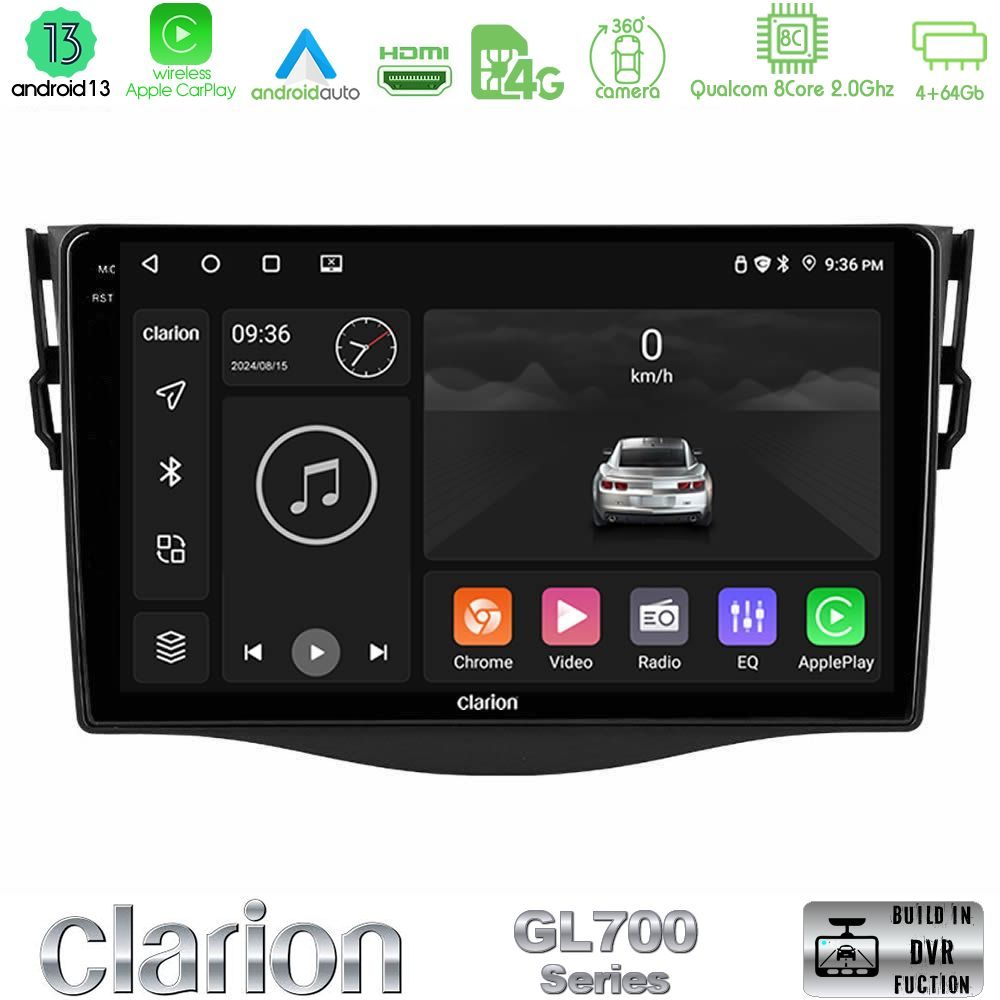 Clarion GL700 Series 8Core Android13 4+64GB Toyota RAV4 Navigation Multimedia Tablet 9" Με Carplay & Android Auto