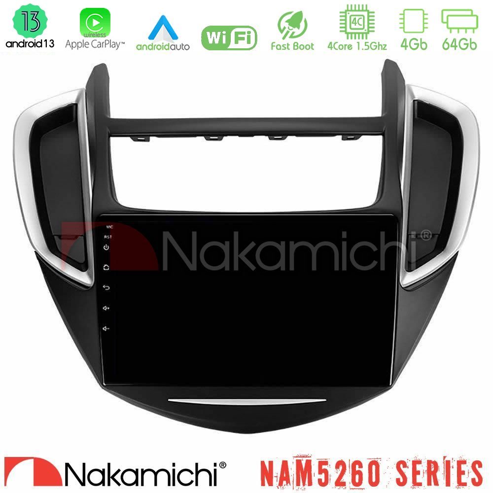 Nakamichi NAM5260 Series 4Core Android13 4+64GB Chevrolet Trax 2013-2020 Navigation Multimedia Tablet 9" Με Carplay & Android Auto