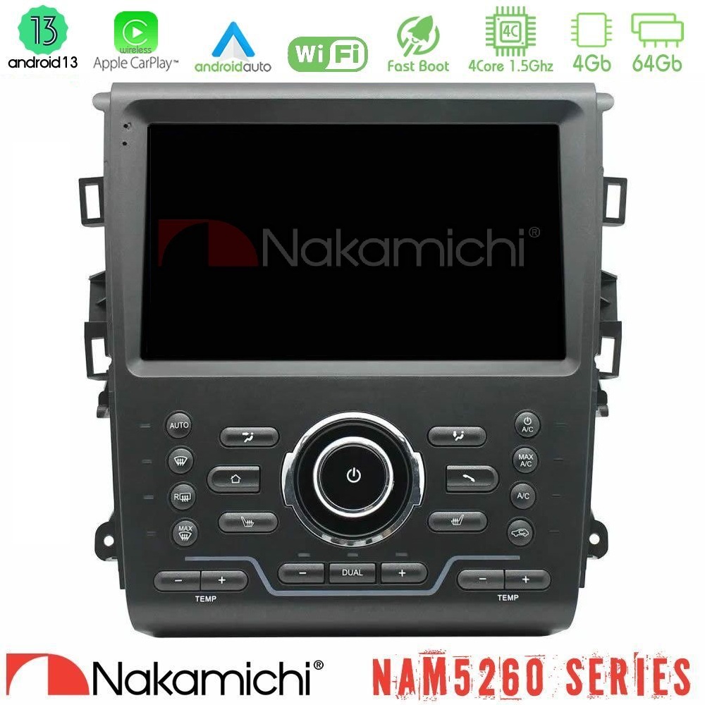 Nakamichi NAM5260 Series 4Core Android13 4+64GB Ford Mondeo 2014-2021 Navigation Multimedia Tablet 9" Με Carplay & Android Auto