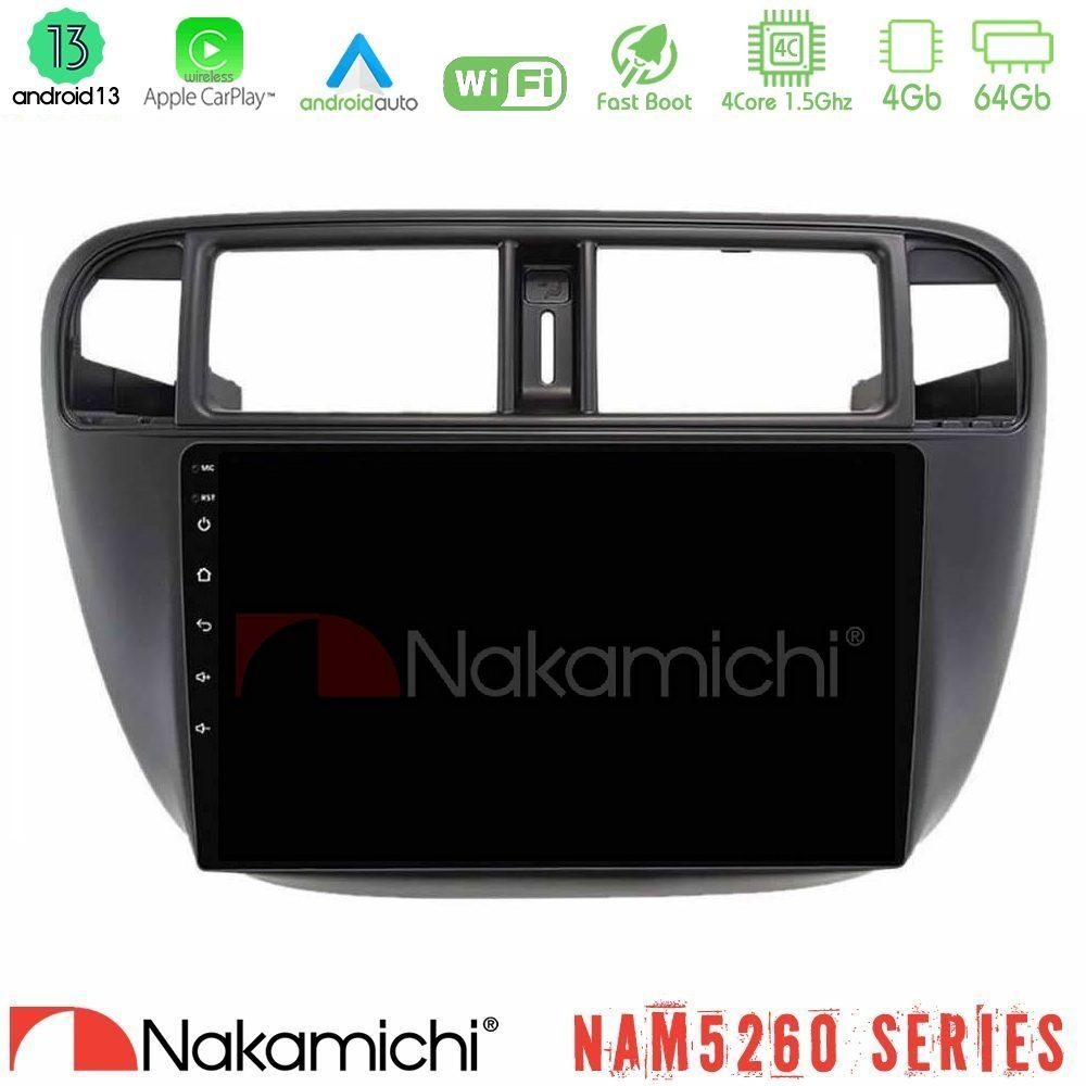 Nakamichi NAM5260 Series 4Core Android13 4+64GB Honda Civic 1995-2001 Navigation Multimedia Tablet 9" Με Carplay & Android Auto