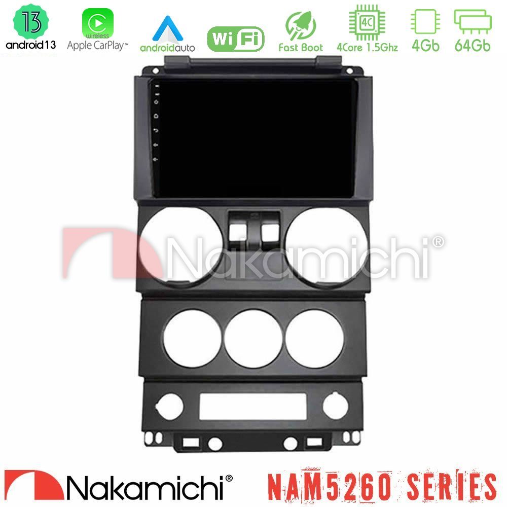 Nakamichi NAM5260 Series 4Core Android13 4+64GB Jeep Wrangler 2Door 2008-2010 Navigation Multimedia Tablet 9" Με Carplay & Android Auto