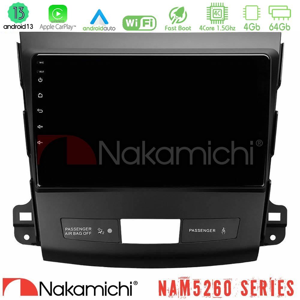 Nakamichi NAM5260 Series 4Core Android13 4+64GB Mitsubishi Outlander/Citroen C-Crosser/Peugeot 4007 Navigation Multimedia Tablet 9" Με Carplay & Android Auto