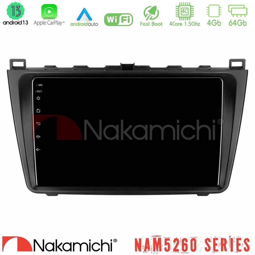 Nakamichi NAM5260 Series 4Core Android13 4+64GB Mazda 6 2008-2012 Navigation Multimedia Tablet 9" Με Carplay & Android Auto