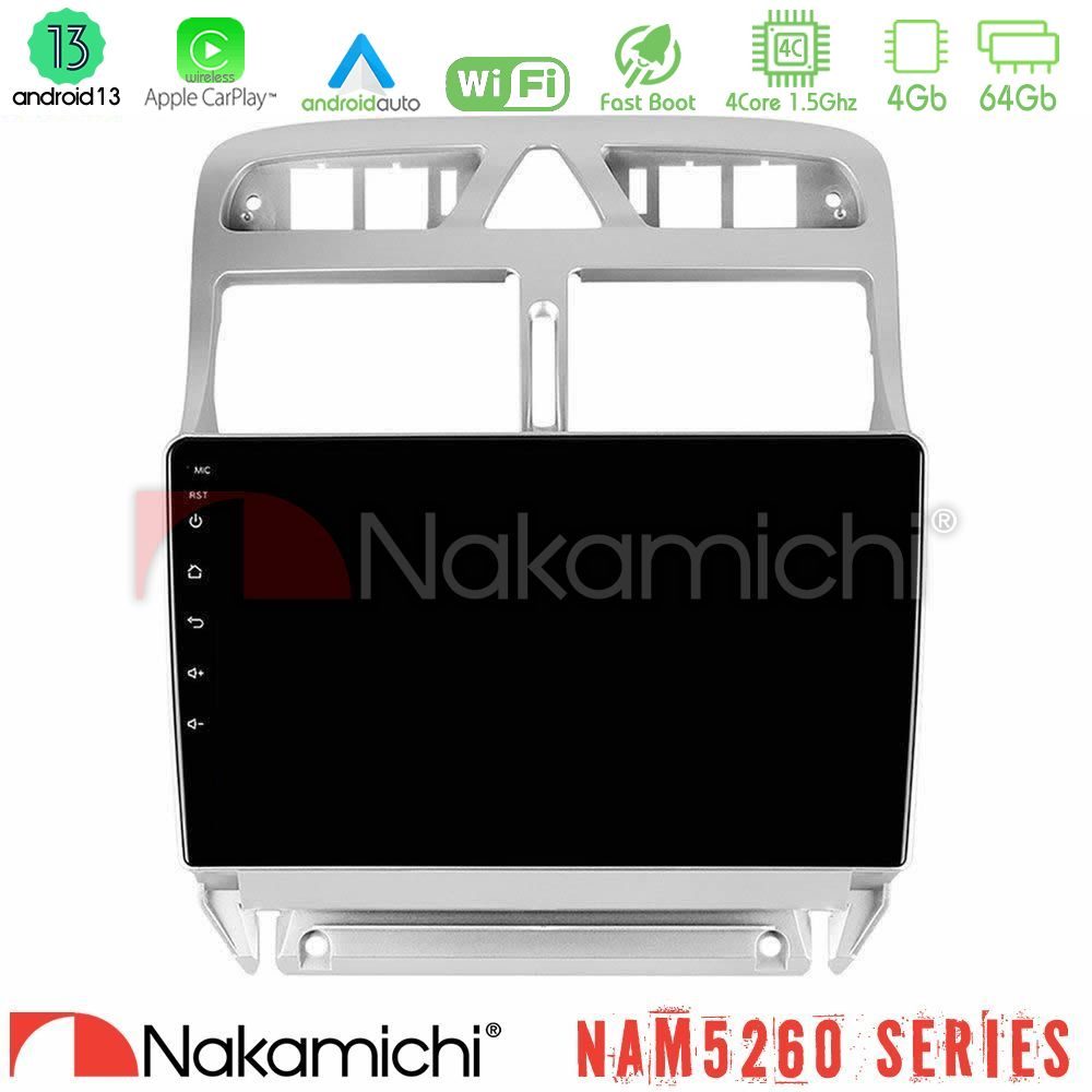 Nakamichi NAM5260 Series 4Core Android13 4+64GB Peugeot 307 2002-2008 Navigation Multimedia Tablet 9" Με Carplay & Android Auto