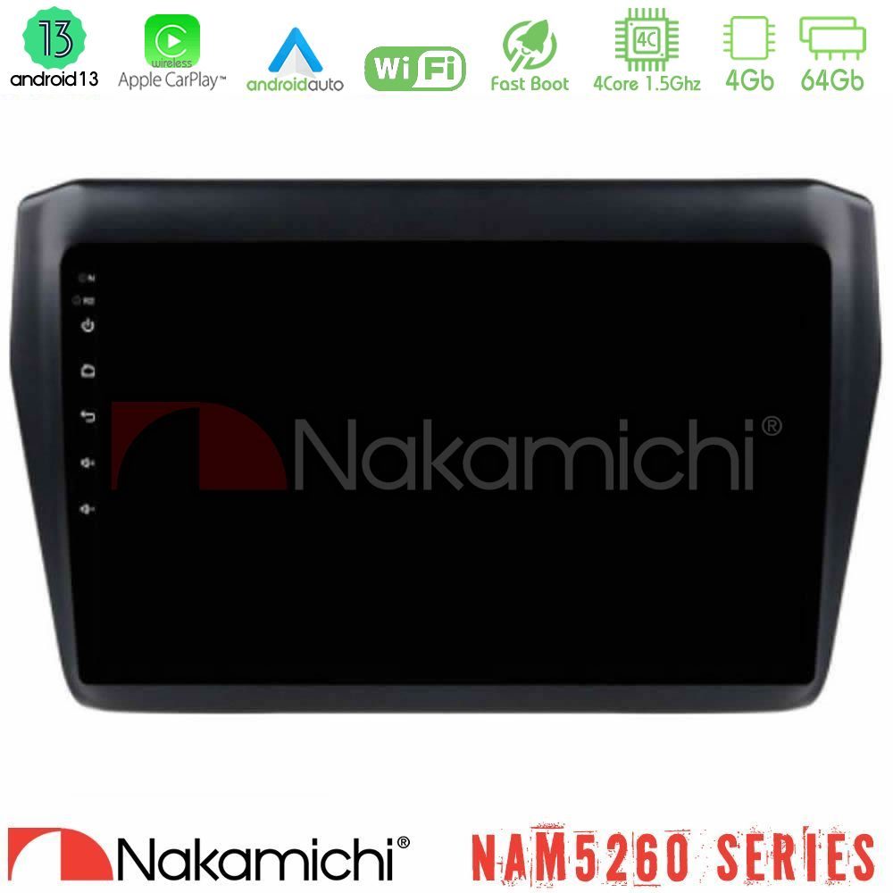Nakamichi NAM5260 Series 4Core Android13 4+64GB Suzuki Swift 2017-2023 Navigation Multimedia Tablet 9" Με Carplay & Android Auto