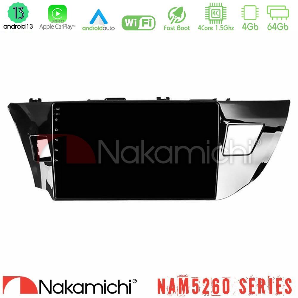 Nakamichi NAM5260 Series 4Core Android13 4+64GB Toyota Corolla 2014-2016 Navigation Multimedia Tablet 10" Με Carplay & Android Auto