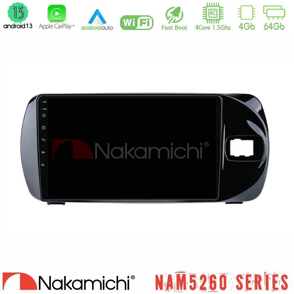 Nakamichi NAM5260 Series 4Core Android13 4+64GB Toyota Yaris (Vitz) 2015-2020 RHD Navigation Multimedia Tablet 9" Με Carplay & Android Auto