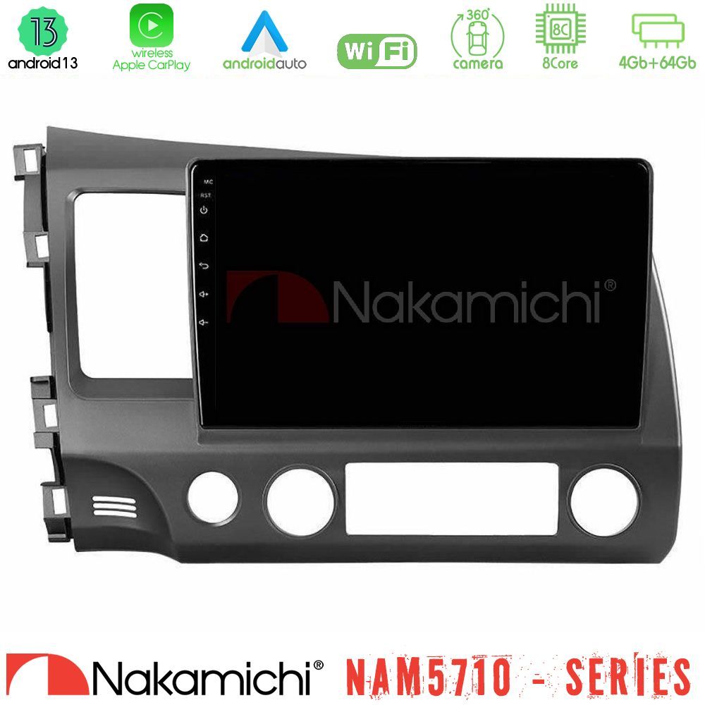 Nakamichi NAM5710 Series 8Core Android13 4+64GB  Honda Civic 2006-2011 Navigation Multimedia Tablet 10" Με Carplay & Android Auto