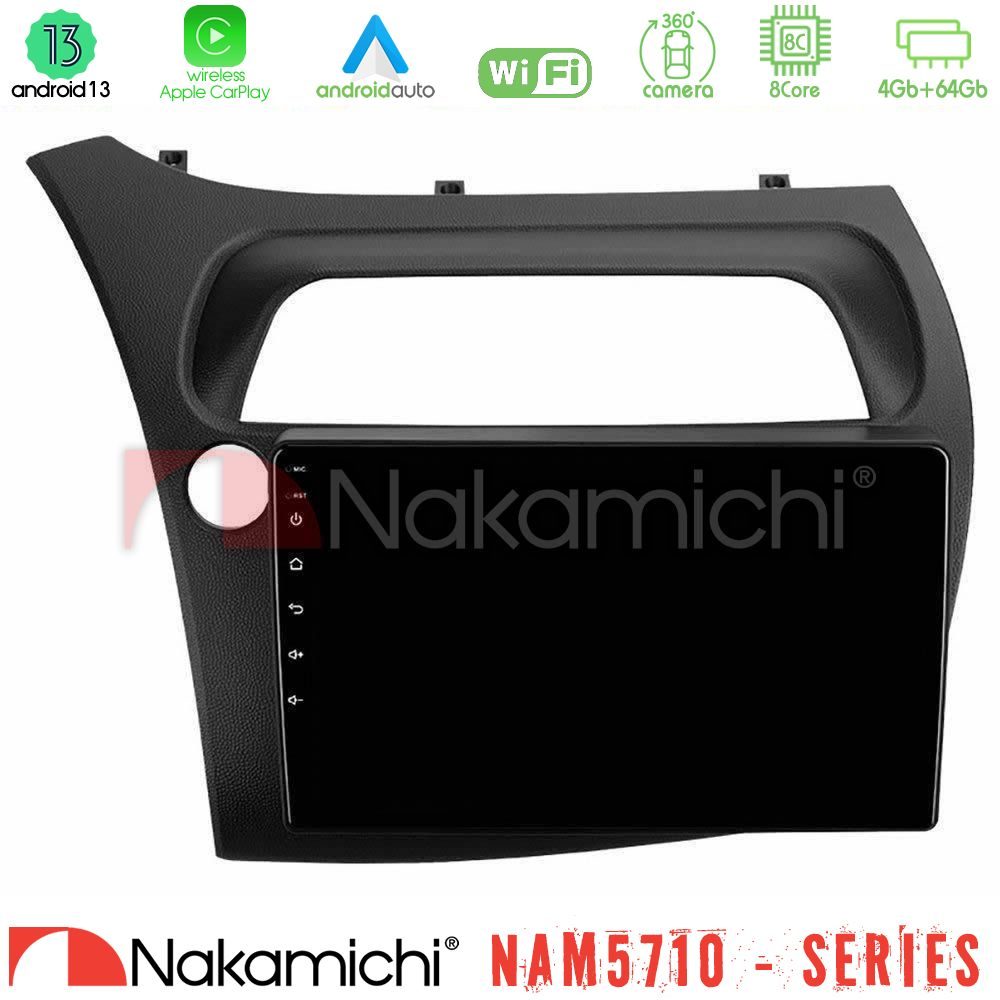 Nakamichi NAM5710 Series 8Core Android13 4+64GB Honda Civic Hatchback 2006-2011 Navigation Multimedia Tablet 9"