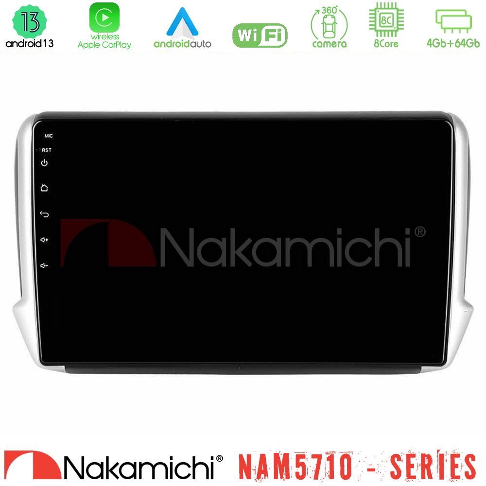Nakamichi NAM5710 Series 8Core Android13 4+64GB  Peugeot 208/2008 Navigation Multimedia Tablet 10"