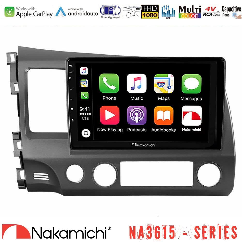 Nakamichi NA3615 Series Με Wireless Carplay & Android Auto  Honda Civic 2006-2011 Media Station Tablet 9" Με Carplay & Android Auto