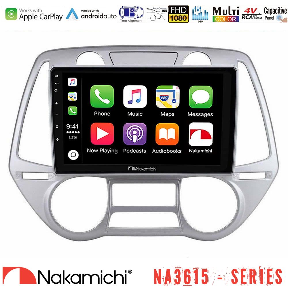 Nakamichi NA3615 Series Με Wireless Carplay & Android Auto  Hyundai i20 2009-2012 Auto A/C Media Station Tablet 9"