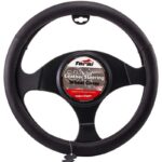 Κάλυμμα Τιμονιού Αυτοκινήτου Δερμάτινο Με Τρυπητό Μαύρο Large 40cm