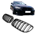 Καρδιές Μάσκας Για Bmw 3 E90 E91 08-11 M4 Look Με Διπλή Γρίλια Μαύρο Γυαλιστερό 2 Τεμάχια
