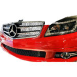 Μάσκα Για Mercedes-Benz C-Class W204 07-14 Amg C63 Look Με 2 Γρίλιες ΜαύροΧρώμιο 1 Τεμάχιο - Image 3