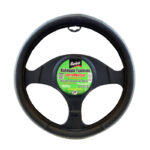 Κάλυμμα Τιμονιού Αυτοκινήτου Δερματίνη ΜαύροΓκρι Medium 37-39cm