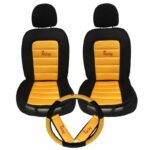 Πλατοκαθίσματα Αυτοκινήτου Με Μαξιλαράκια Ζωνών Και Κάλυμμα Τιμονιού Racing ΜαύροΚίτρινο 5 Τεμάχια