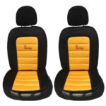 Πλατοκαθίσματα Αυτοκινήτου Με Μαξιλαράκια Ζωνών Και Κάλυμμα Τιμονιού Racing ΜαύροΚίτρινο 5 Τεμάχια - Image 2