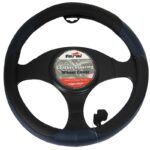 Κάλυμμα Τιμονιού Αυτοκινήτου Δερμάτινο ΜαύροΜπλε Large 40cm