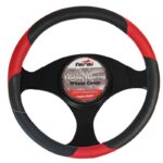 Κάλυμμα Τιμονιού Αυτοκινήτου Δερμάτινο ΜαύροΚόκκινο Small 36cm