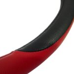 Κάλυμμα Τιμονιού Αυτοκινήτου Δερμάτινο ΜαύροΚόκκινο Medium 38cm - Image 2