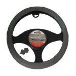 Κάλυμμα Τιμονιού Αυτοκινήτου Δερμάτινο Λείο Τρυπητό Γκρι Medium 38cm