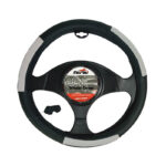 Κάλυμμα Τιμονιού Αυτοκινήτου Δερμάτινο Με PVC Μαύρο-Γκρι Medium 38cm