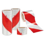 Αυτοκόλλητη Αντανακλαστική Ταινία Ριγέ Κόκκινη  Άσπρη 3Μ 1 Μέτρο