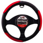 Κάλυμμα Τιμονιού Αυτοκινήτου PU Δίχρωμο ΜαύροΚόκκινο Medium 38cm