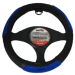 Κάλυμμα Τιμονιού Αυτοκινήτου PU Δίχρωμο ΜαύροΜπλε Medium 38cm
