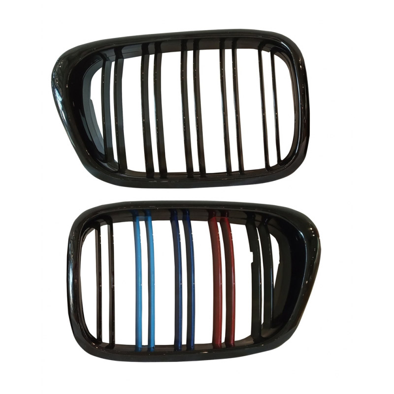 Καρδιές Μάσκας Για Bmw 5 E39 96-03 M4 Look Με Διπλή Γρίλια Tri-color  Μαύρο Γυαλιστερό 2 Τεμάχια - Image 3