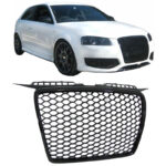 Μάσκα Για Audi A3 8P 05-08 RS3 Look Κυψελωτή Γυαλιστερό Μαύρο 1 Τεμάχιο