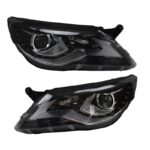Μπροστινά Φανάρια Set Για Vw Tiguan mk1 07-11 DRL Μαύρα H7H7 Με Μοτέρ  Carner - Image 2