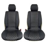 Πλατοκαθίσματα Μπροστινά Δερματίνη Royal Μαύρο Με Γκρι Ραφή 2 Τεμάχια