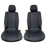 Πλατοκαθίσματα Μπροστινά Δερματίνη Royal Μαύρο Με Μπλε Ραφή 2 Τεμάχια