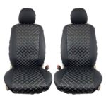 Ημικαλύμματα Μπροστινών Καθισμάτων Royal Δερματίνη Μαύρα Με Γκρι Ραφή 4 Τεμάχια