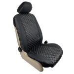 Ημικαλύμματα Μπροστινών Καθισμάτων Royal Δερματίνη Μαύρα Με Γκρι Ραφή 4 Τεμάχια - Image 2