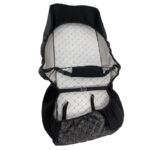 Ημικαλύμματα Μπροστινών Καθισμάτων Royal Δερματίνη Μαύρα Με Γκρι Ραφή 4 Τεμάχια - Image 4