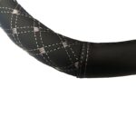 Κάλυμμα Τιμονιού Αυτοκινήτου Δερματίνη Elegant D Σχήμα Μαύρο Με Γκρι Ραφή Medium 38cm - Image 2