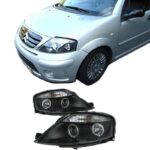 Μπροστινά Φανάρια Set Για Citroen C3 02-09 Angel Eyes Μαύρα H1H1 Manual Sonar