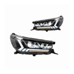 Μπροστινά Φανάρια Set Για Toyota Hilux Revo 15-19 Με Dynamic Start DRL &  Φλας Μαύρα Με Μοτέρ VLand - Image 2